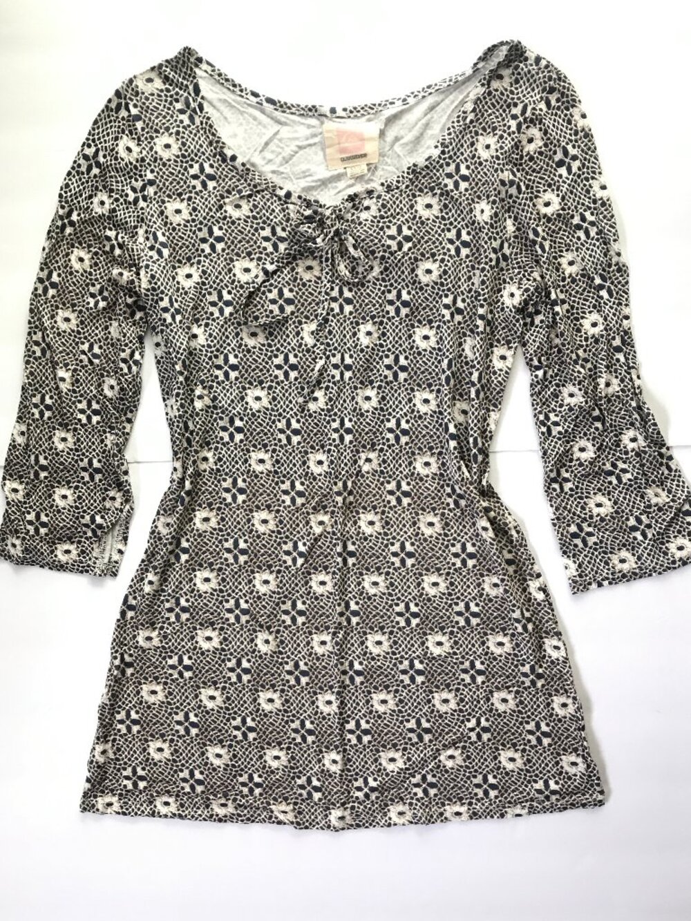 NWT Quicksilver Dotty Tunic Screen Lace Print Neutral Boho Top